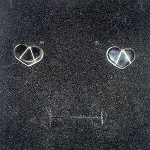 Black Zuni Inlay Heart Post Earrings .25”